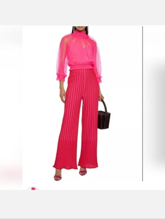 Alice + Olivia Alexia Ruffled Sheer Blouse in Pink Size  XS NWOT - Picture 4 of 12